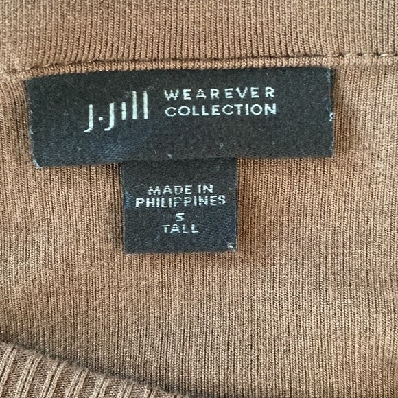 J Jill Wearever Ribbed Boat-Neck Brown Top Jersey Knit Tee Short Sleeve Normcore - Picture 7 of 14